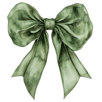 Dark green watercolor bow ribbon, hand painted with refined detail, lending artistic elegance to graphic design elements isolated on a transparent background png