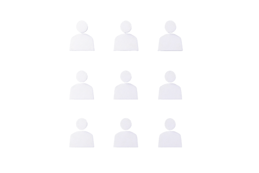 A grid of nine simplified human figures, arranged in three rows, each represented in a minimalist style. png