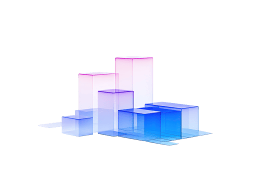 A collection of stacked geometric shapes in varying heights and colors, blending pink and blue hues for a modern, minimalist aesthetic. png
