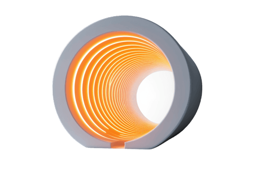 A circular light fixture featuring concentric rings that emit a warm glow from the center. png