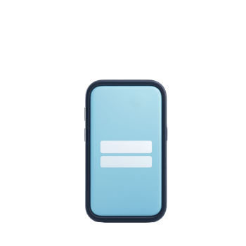 A sleek, modern smartphone displaying a simple blue screen with two horizontal white bars. png