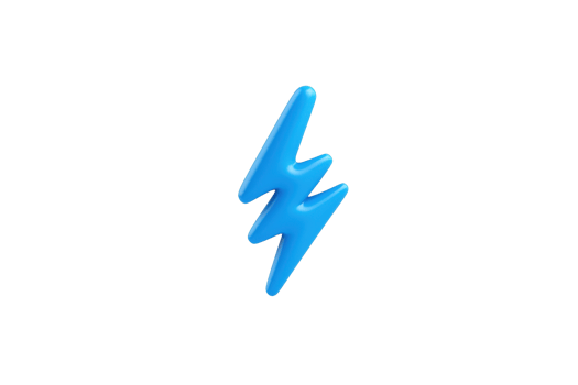 A vivid blue lightning bolt symbol representing energy and power. png