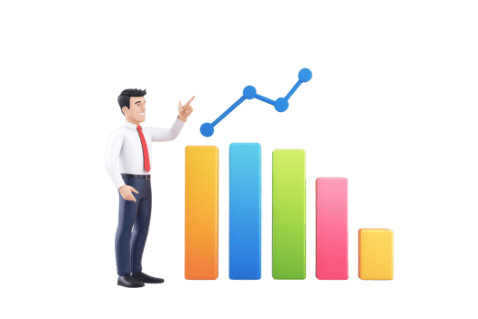 A business professional points to a rising graph, symbolizing growth and success in financial performance. png