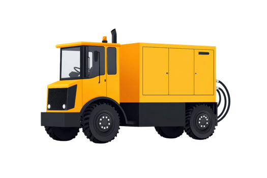 A yellow utility vehicle designed for various operational tasks, featuring a sturdy build and large wheels. png