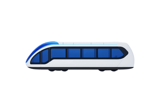 A sleek, modern train design featuring a streamlined shape and blue accents. png