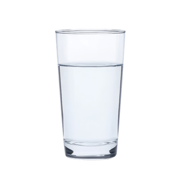 A clear glass filled with water. png