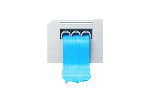 A blue liquid flows from a machine, creating an eye-catching visual effect. png