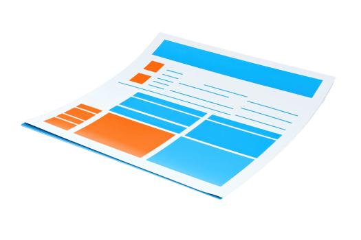 A colorful document featuring various sections and placeholders designed for layout purposes. png