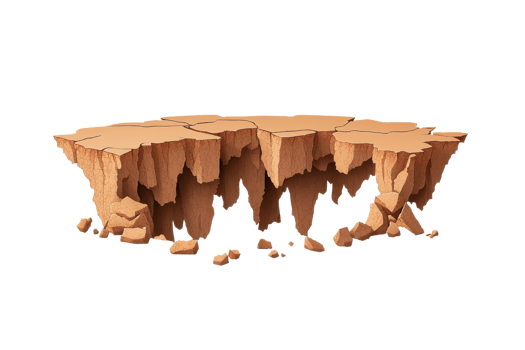A rugged, rocky cliff edge with sharp formations and loose debris, suggesting a dramatic geological feature. png