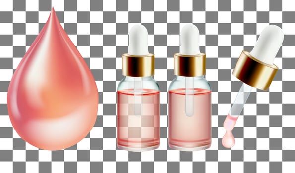 Pink facial serum skincare and makeup cosmetic product sample.skin.Pink water drop gel stroke swatch,Mesh gradient wes used vector