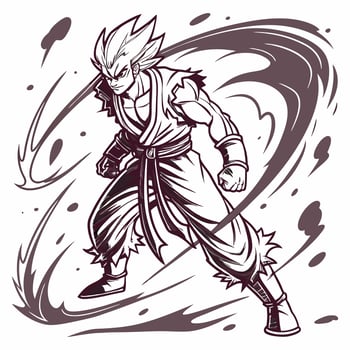 Dragon Ball Z Son Goku Line Art vector