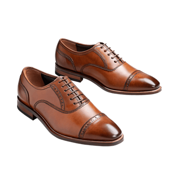 Polished Brown Leather Lace-up Oxfords. png