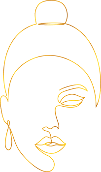 Woman face in line art style with golden foil effect. png