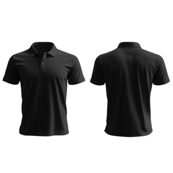Men black polo shirt front and back view png