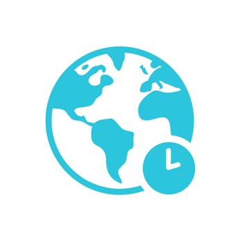 World Time zone icon. Isolated on white background. Blue icon set. vector