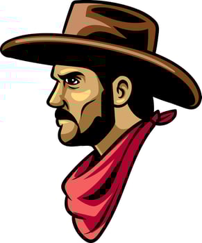 Beard Cowboy Head in Western Vintage Cartoon Illustration vector