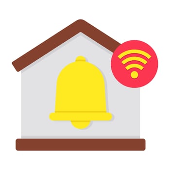 A flat design icon of smart home bell vector