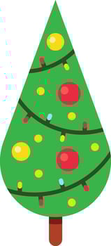 Stylized Christmas tree with colorful ornaments and string lights evoking the festive atmosphere of Christmas time, perfect for holiday projects vector