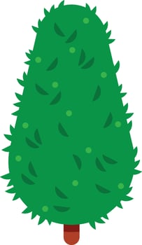 Lush green topiary tree featuring small leaves and round fruits thrives in a garden, enhancing the outdoor space with elegance and a vibrant touch of nature's beauty vector