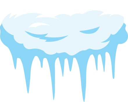 Snowdrift featuring hanging icicles, isolated against a white background, creating a winter wonderland. Perfect for Christmas and New Year designs, evoking seasonal cheer vector