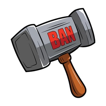 Ban hammer emotes for Twitch, cartoon-style illustration. Fun and engaging design, perfect for streamers and chat moderation themed graphics. vector