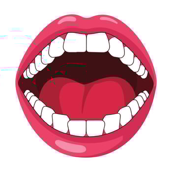Mouth disease icon cartoon . Sore throat with uvula irritation. Medical symbol for cough and pain treatment. vector
