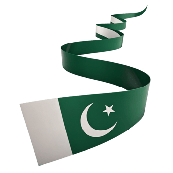 Pakistani flag waving ribbon isolated on transparent background png