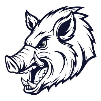 wild boar head mascot head illustration vector