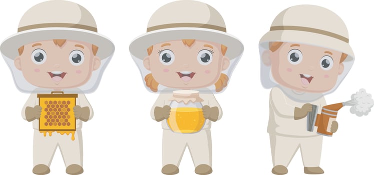 Set of cute beekeeper cartoon vector