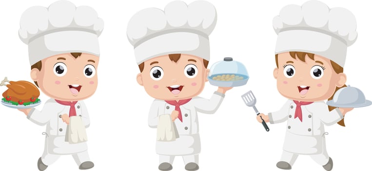 Set of chef kids cartoon vector