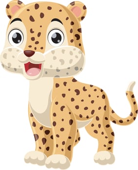 Cute baby leopard cartoon on white background vector