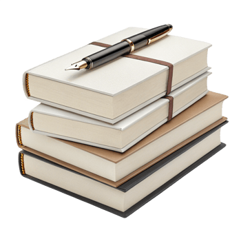 Stack of study Books with pen Transparent background image png