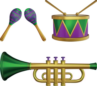 mardi gras musical instruments. vector