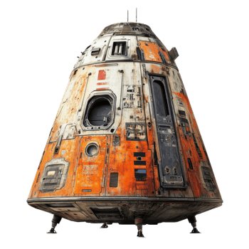 Orange and White Space Capsule on Transparent Background for Design, Clipart png