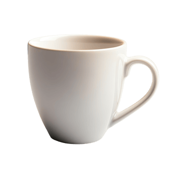 White tea mug on transparent background with minimalist design png