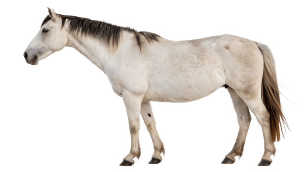 Beautiful white horse standing in a field png