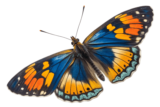 Colorful butterfly perched with open wings png
