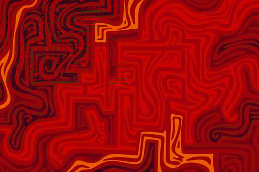 Abstract red and orange design with swirling patterns and intricate lines vector