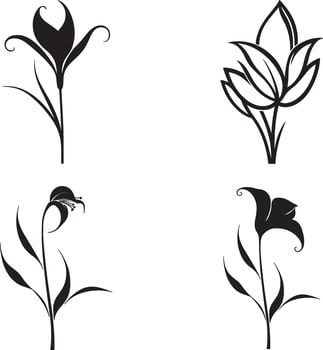 flower tree silhouette with white background vector