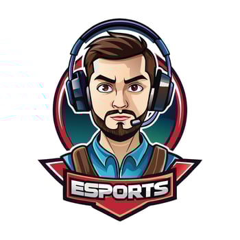 esports logo with a bearded man in headphones vector