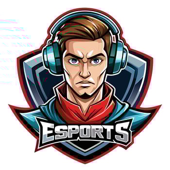 esports logo with a man in headphones vector
