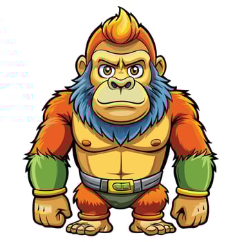 a cartoon gorilla with a big beard and a green belt vector