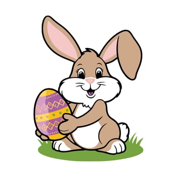 Easter bunny holding an egg clipart vector