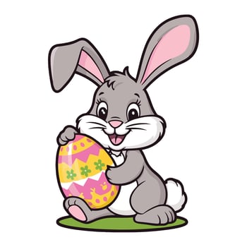 Easter bunny holding an egg vector
