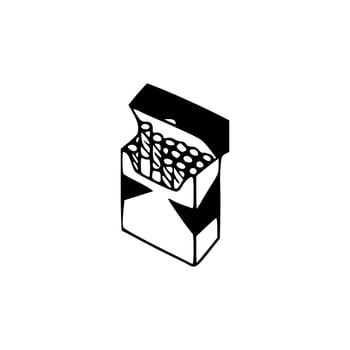 A black and white illustration of a cigarette box vector