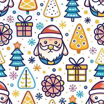 seamless pattern with santa claus and christmas trees vector