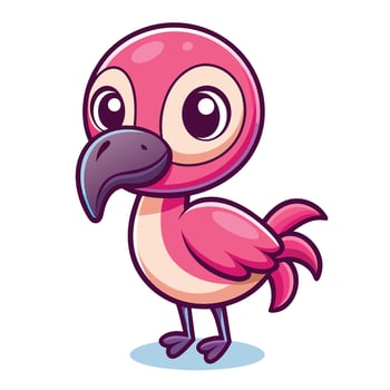 cartoon pink flamingo bird illustration vector