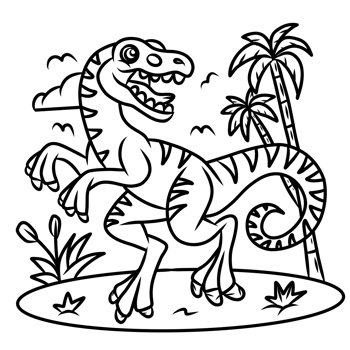Velociraptor Outlined Black png