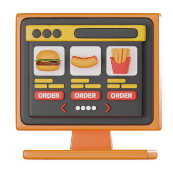 3D Render Online Food Order for Modern App on Web Design Icon Illustration png