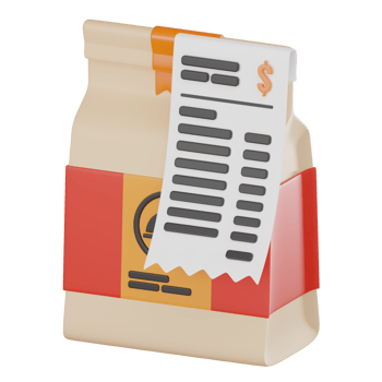 3D Render Food Bill for Payment and Receipt Concepts Icon Illustration png